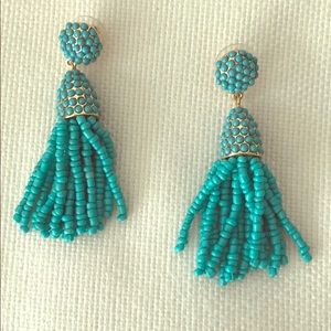 Bauble Bar turquoise tassel earrings new
